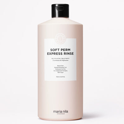 Bottle of Maria Nila Soft Perm Express Rinse on a white background
